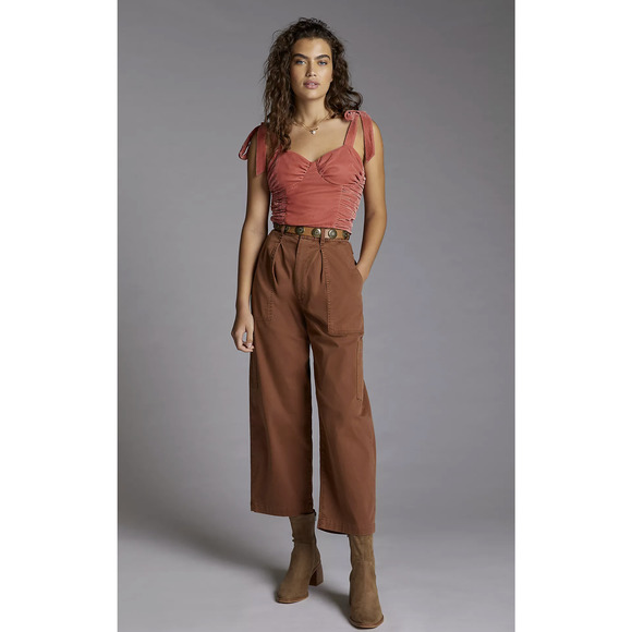 Anthropologie Tops - NEW Anthropologie Forever That Girl Corset-Seamed Peach Velvet Top - M